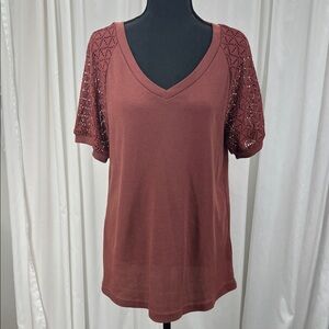 Chic V-Neck Lace Sleeve Blouse Office Casual women’s XL Cottagecore Boho